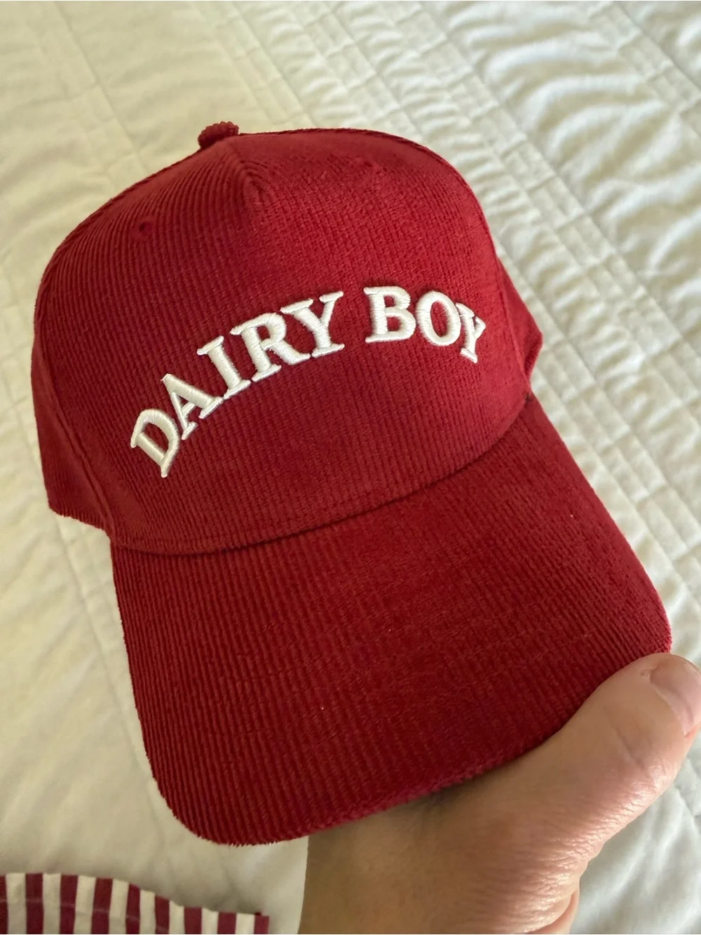 Dairy Boy Red Baseball Cap Hat & Boxer Style Shorts S/M plus Scrunchie Set